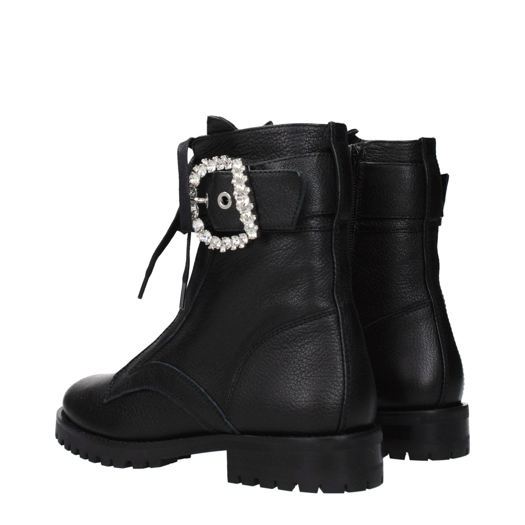 Schwarze Lederstiefeletten