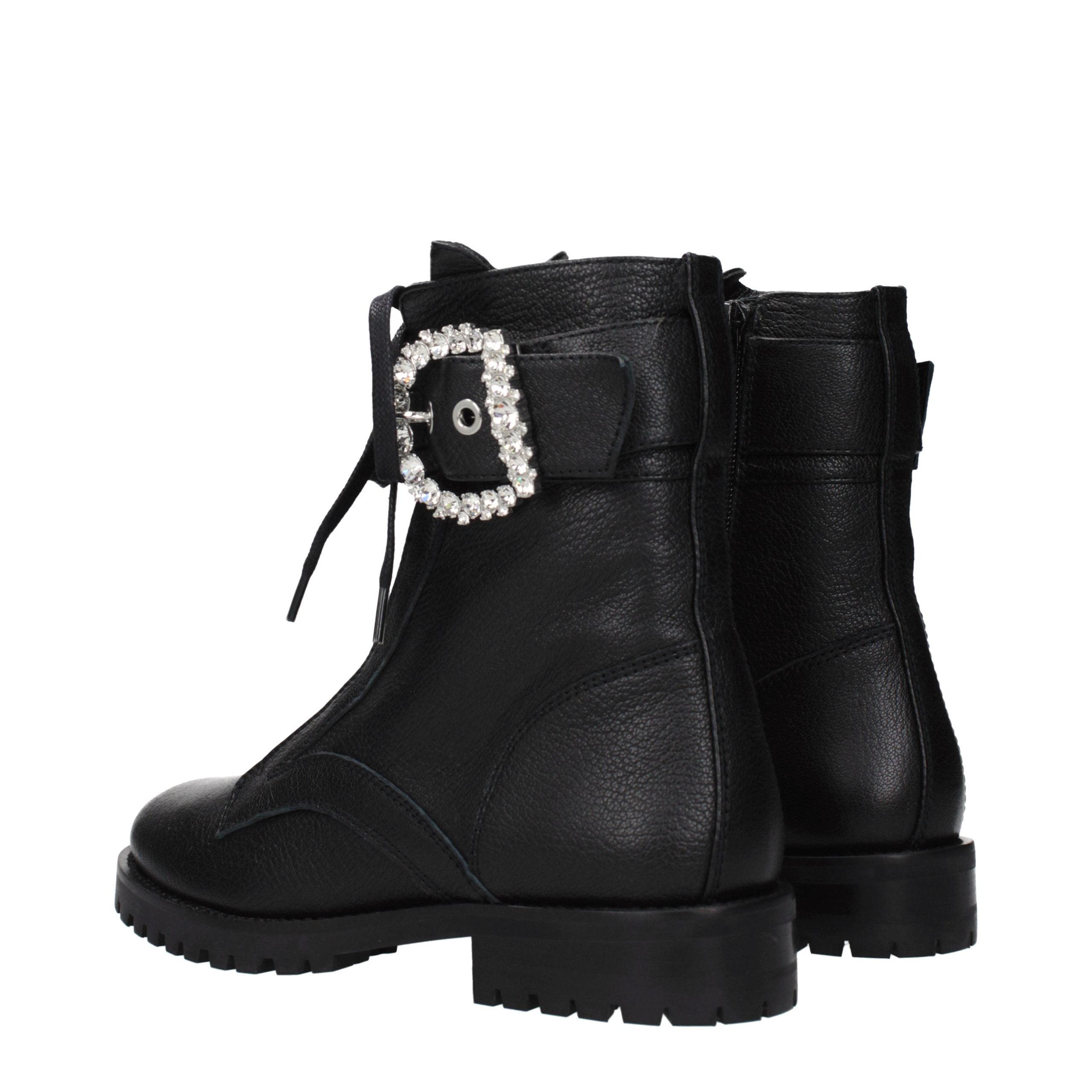 Schwarze Lederstiefeletten