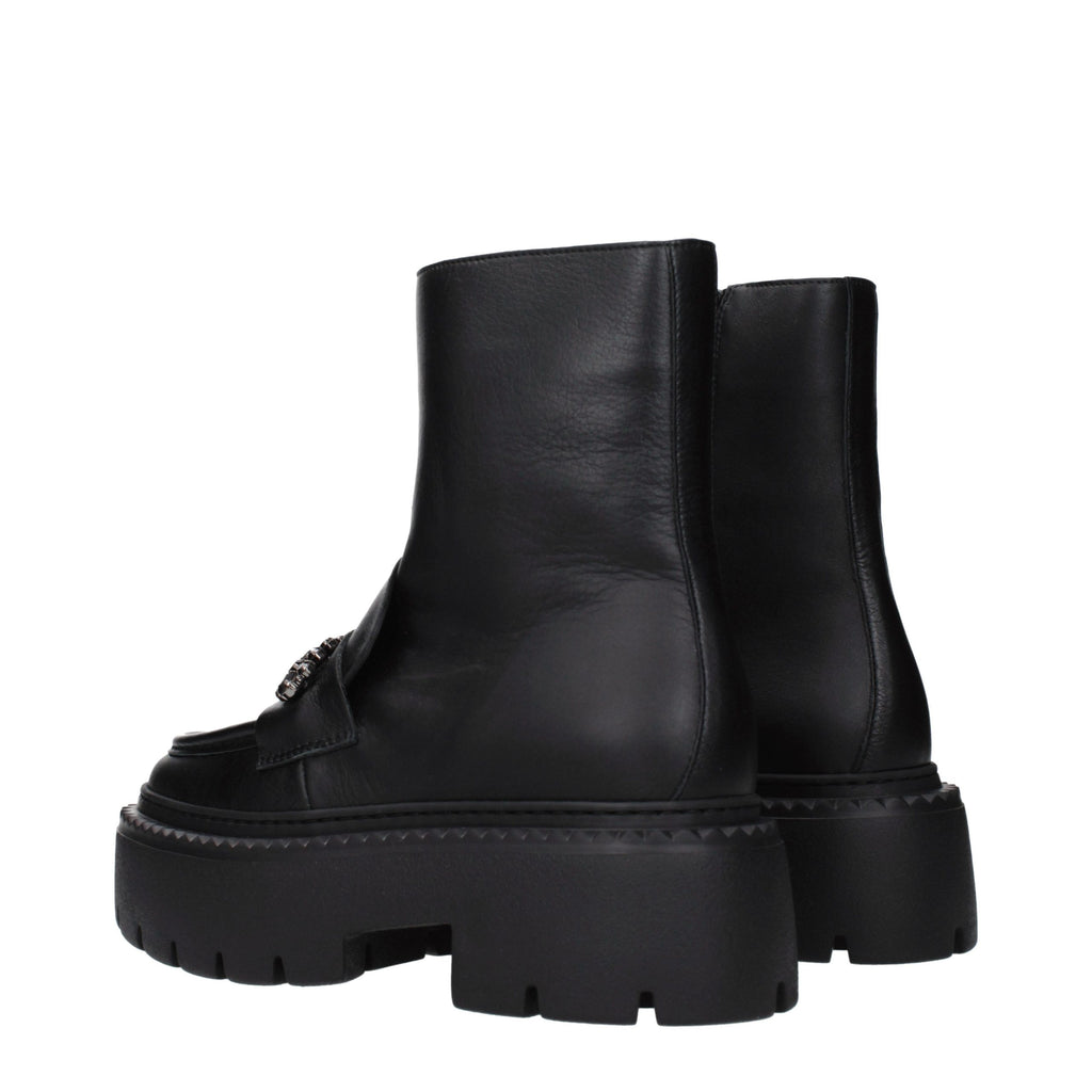 Schwarze Lederstiefeletten