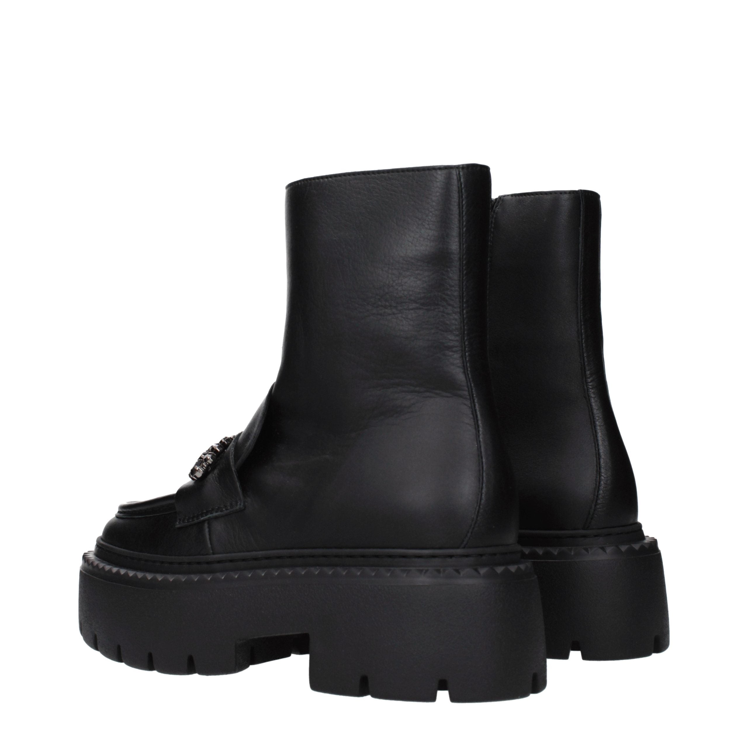 Schwarze Lederstiefeletten