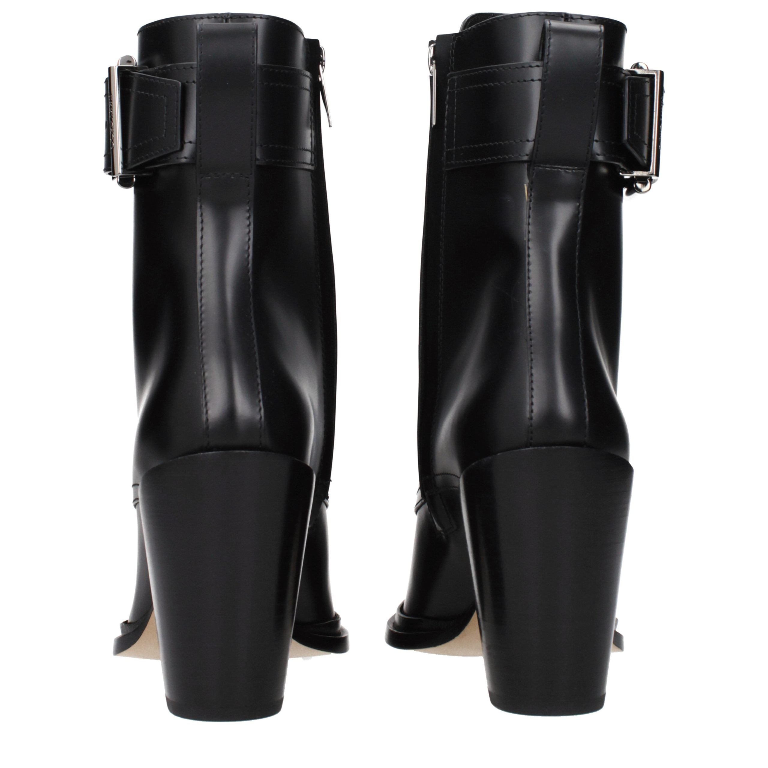 Black Leather Ankle Boots