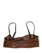 Brown DG Logo Nylon Mesh Balconette Bra Underwear