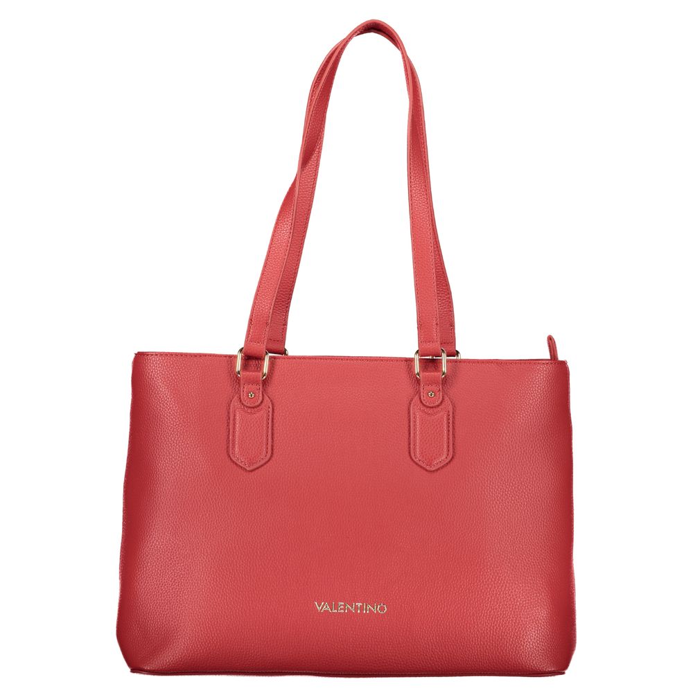Rote Polyurethan-Damenhandtasche mit Reißverschluss und Fächern