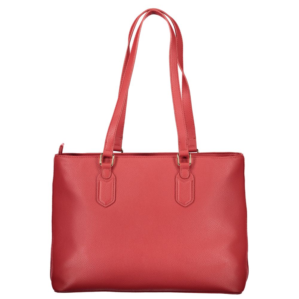 Rote Polyurethan-Damenhandtasche mit Reißverschluss und Fächern