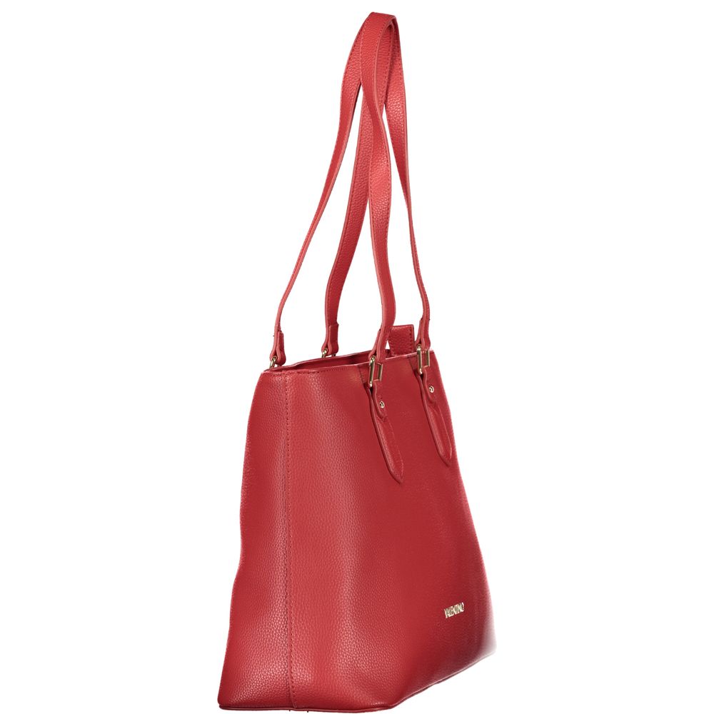 Rote Polyurethan-Damenhandtasche mit Reißverschluss und Fächern