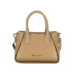 Beige Damenhandtasche aus Polyurethan mit Henkeln und Schulterriemen