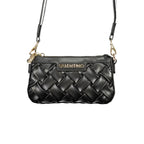 Black Polyurethane Women's Handbag with Adjustable Shoulder Strap