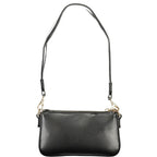 Black Polyurethane Women's Handbag with Adjustable Shoulder Strap