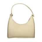 Beige Damenhandtasche aus Polyurethan mit verstellbarem Schulterriemen