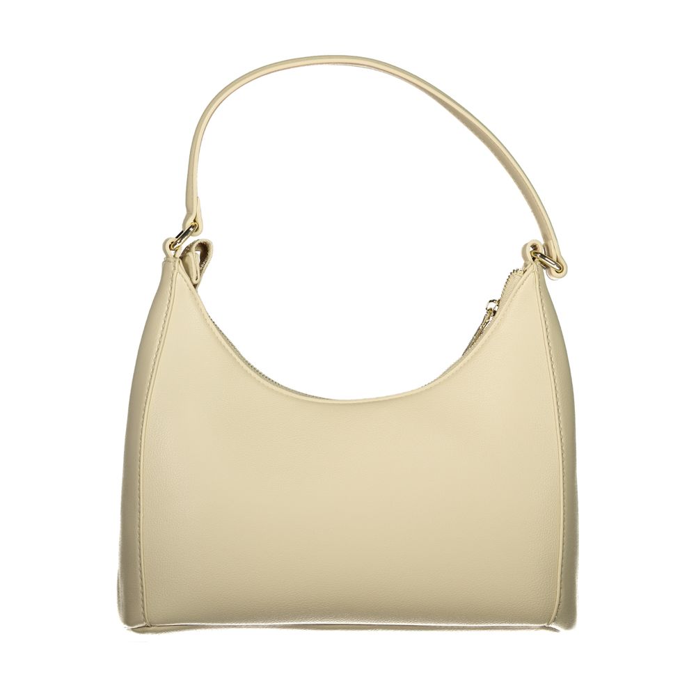 Beige Damenhandtasche aus Polyurethan mit verstellbarem Schulterriemen
