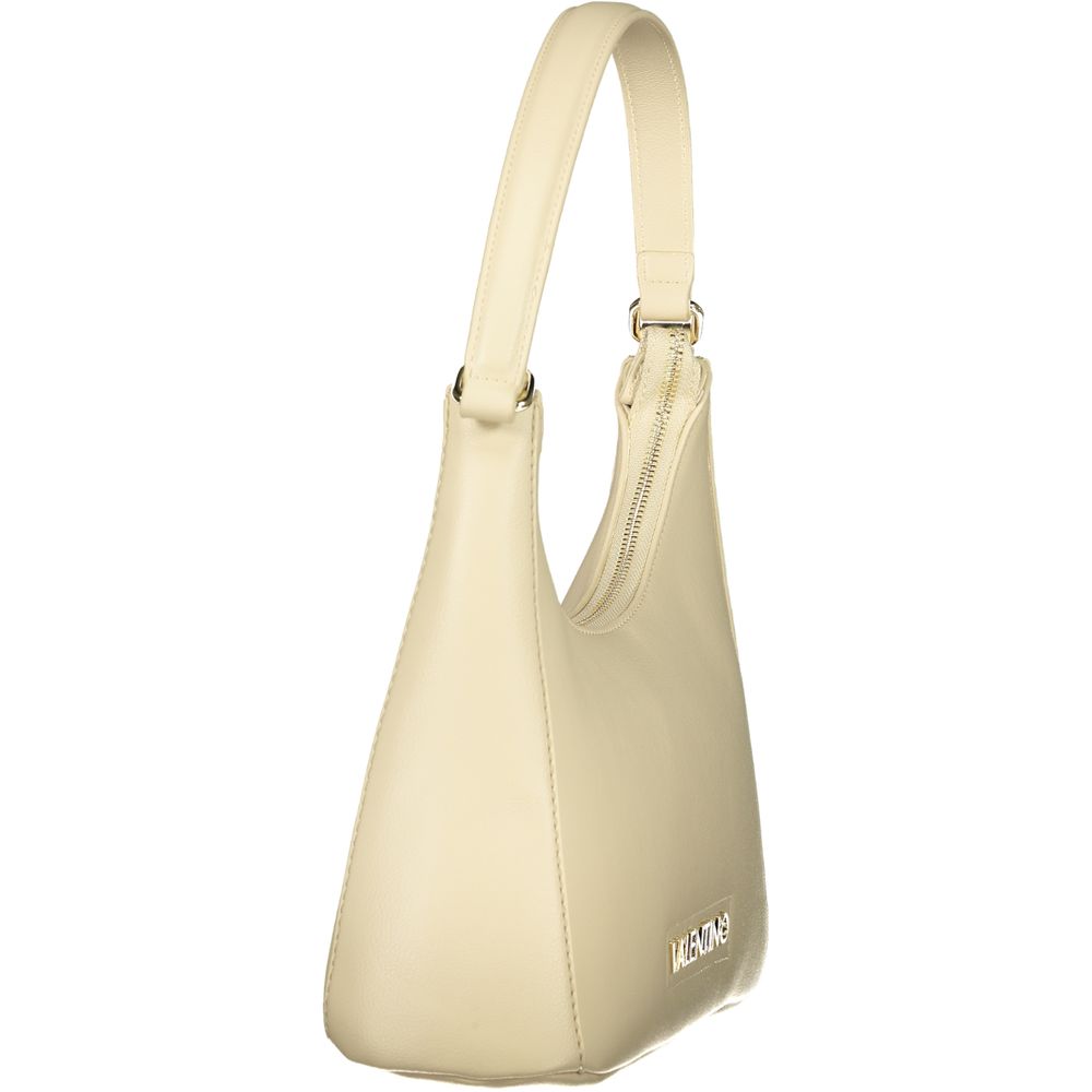 Beige Damenhandtasche aus Polyurethan mit verstellbarem Schulterriemen