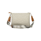 Beige Polyurethane Women's Bag with Zip Closure and Strap