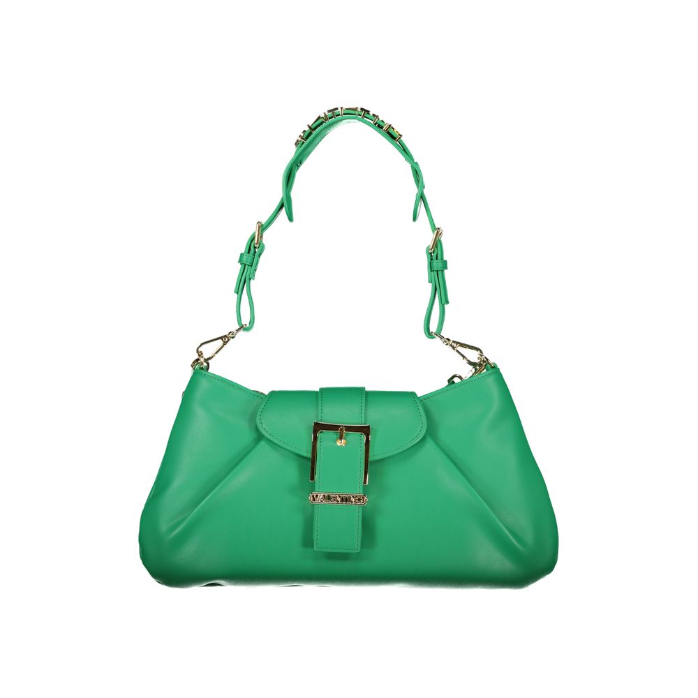 Green Polyurethane Women's Bag with Adjustable Shoulder Strap