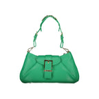 Green Polyurethane Women's Bag with Adjustable Shoulder Strap