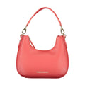 Red Polyurethane Women's Bag with Removable Shoulder Strap