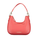 Red Polyurethane Women's Bag with Removable Shoulder Strap