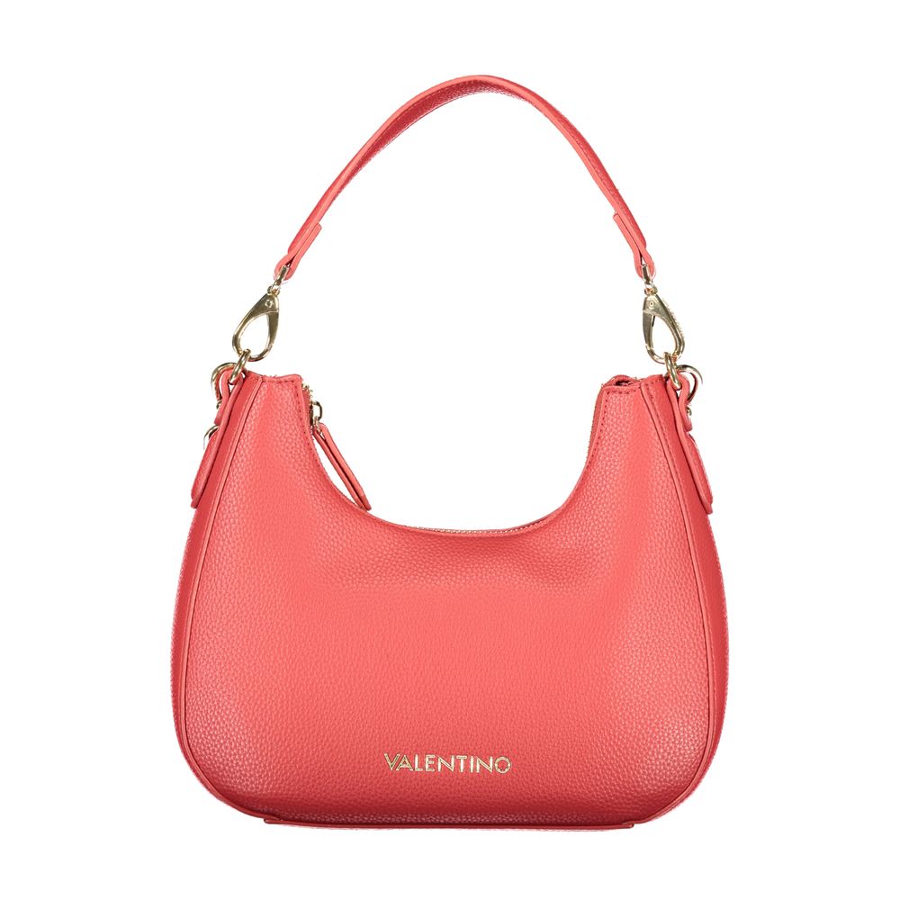 Red Polyurethane Women's Bag with Removable Shoulder Strap