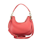 Red Polyurethane Women's Bag with Removable Shoulder Strap