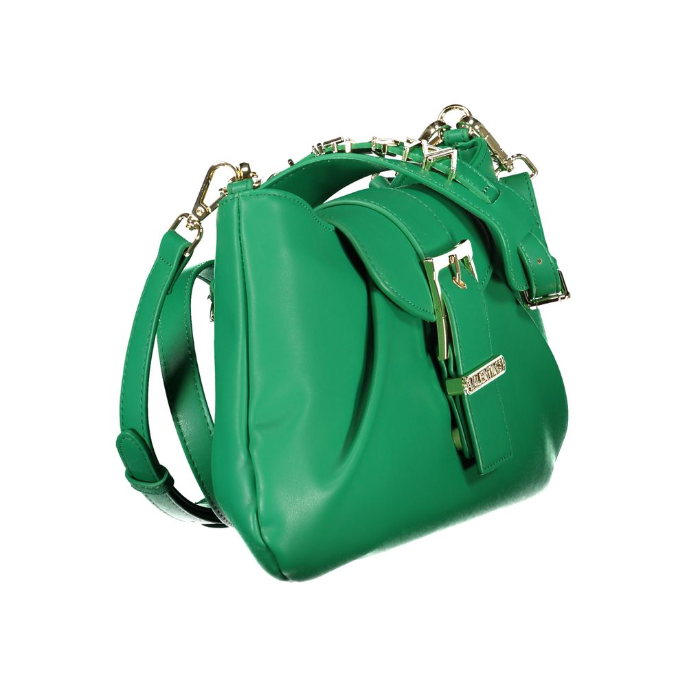 Green Polyurethane Women's Bag with Adjustable Shoulder Strap