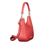 Red Polyurethane Women's Bag with Removable Shoulder Strap