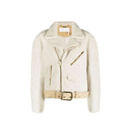 Beige Polyester Bikerjacke