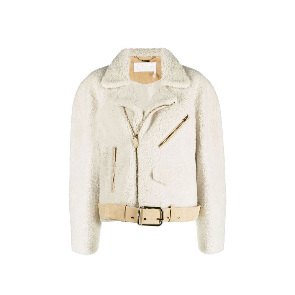 Beige Polyester Bikerjacke