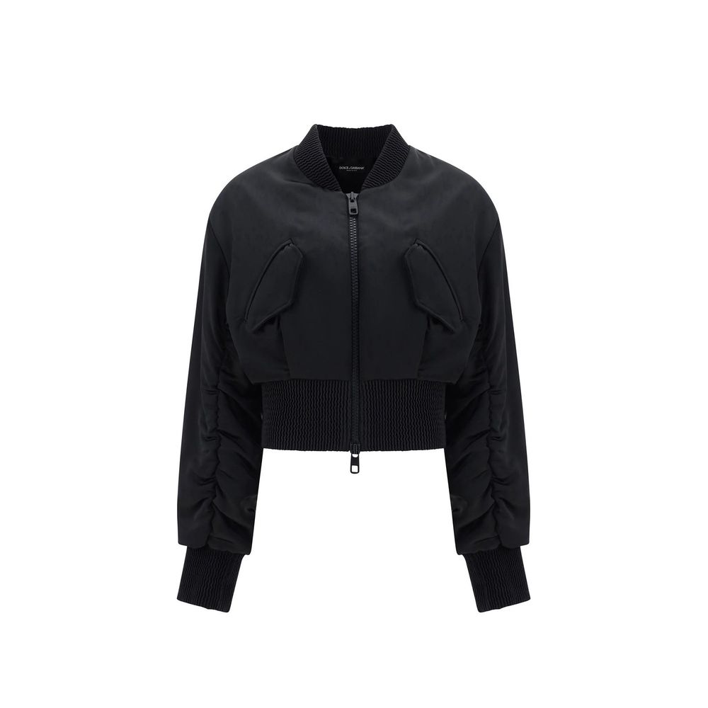 Bomberjacke aus schwarzem Acetat
