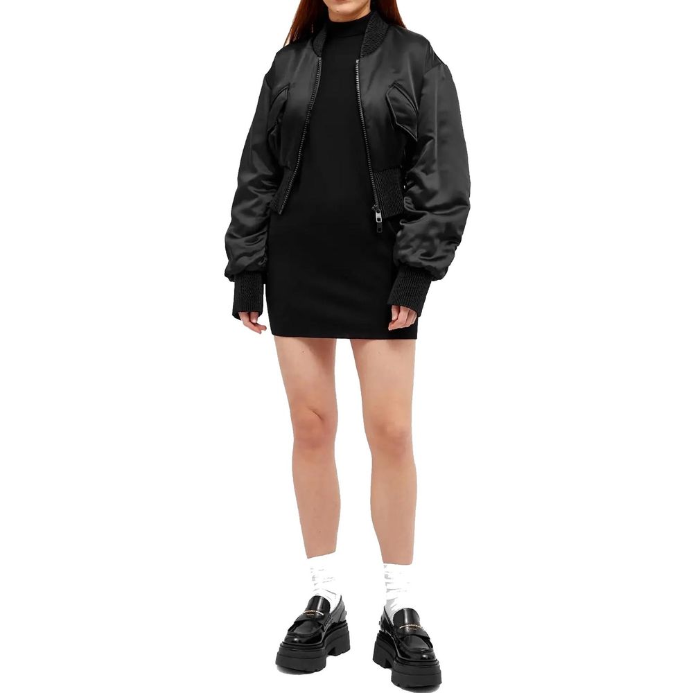 Bomberjacke aus schwarzem Acetat