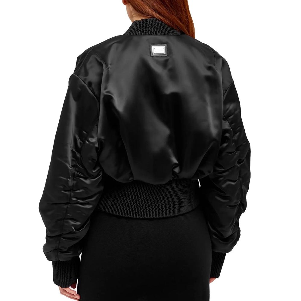 Bomberjacke aus schwarzem Acetat