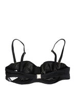 Black Nylon Padded Balconnet Brassiere Underwear
