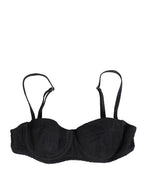 Black Nylon Padded Balconnet Brassiere Underwear