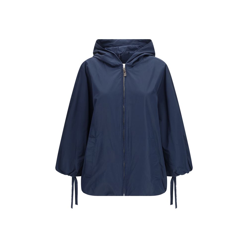 Blue Polyester Trench Coat