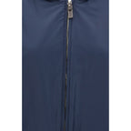 Blue Polyester Trench Coat