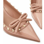 Beige Calfskin High Heel Pumps
