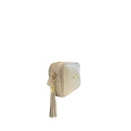 Beige Cowhide Leather Women Crossbody Bag