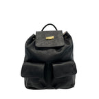 Black Leather Women Backpack