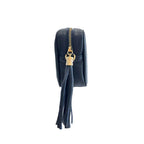 Blue Leather Women Crossbody Bag