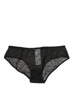 Black Sheer Mesh Lace Logo Brief Panty Underwear