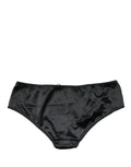Black Silk Stretch Mid Waist Brief Panty Underwear