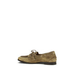 Beige Buffalo Leather Slip-On Loafers