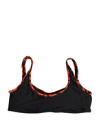 Black Top Orange Leopard Print Bottom 2 Piece Swimwear