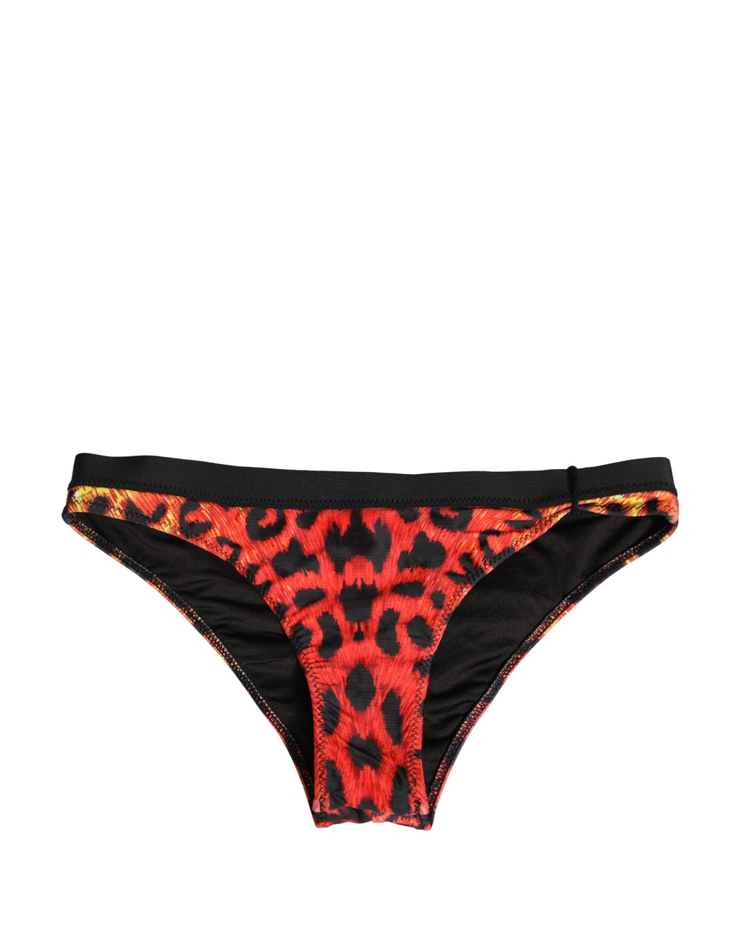 Black Top Orange Leopard Print Bottom 2 Piece Swimwear