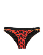 Black Top Orange Leopard Print Bottom 2 Piece Swimwear