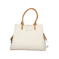 Beige Polyurethane Womens Bag