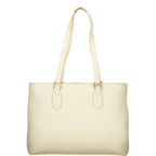 Beige Polyurethane Women's Shoulder Bag with Internal Pocket