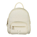 Beige Polyurethane Women's Backpack with Adjustable Straps