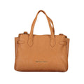 Brown Polyurethane Women's Bag with Adjustable Shoulder Strap