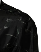 Black Floral Print Long Sleeves Casual Shirt