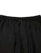 Black Silk Drawstring Men Bermuda Shorts