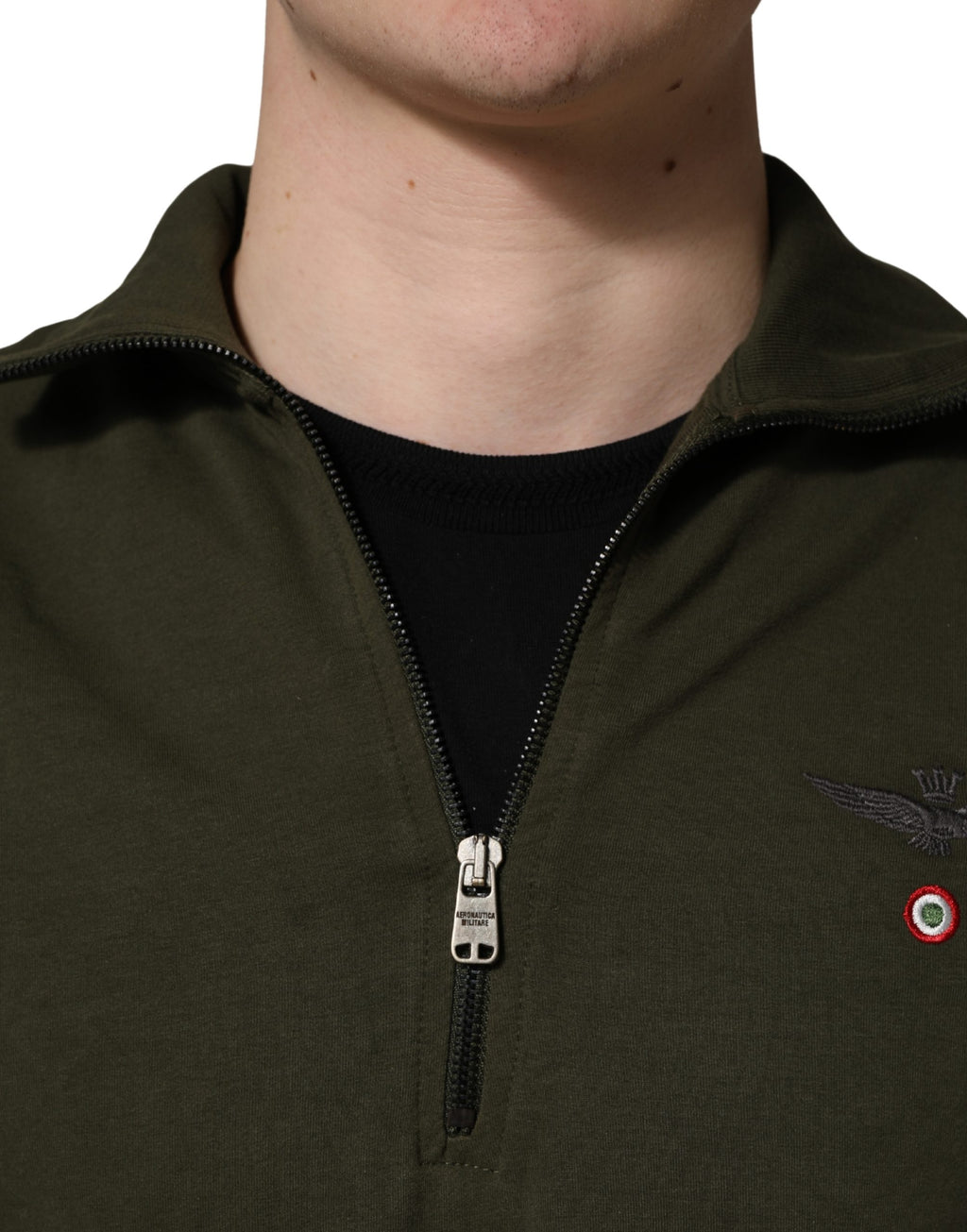 MilitaryGreen HalfZip Sweatshirt Sweater